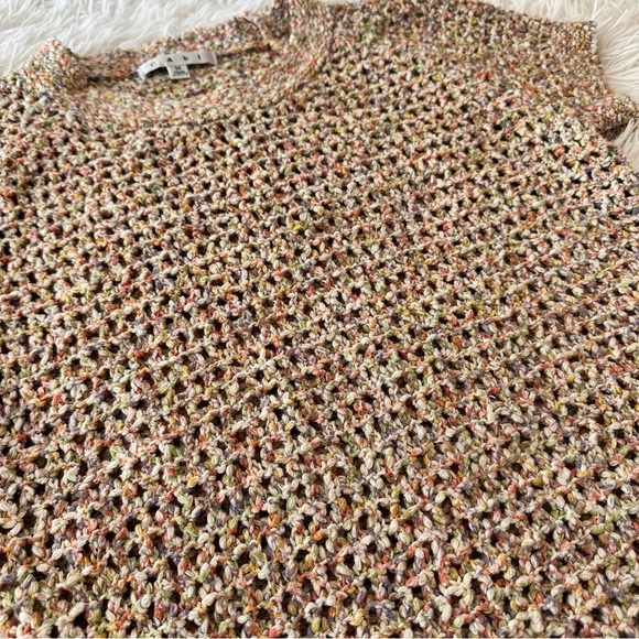 Cabi Multicolor Bouclé Knit Short Sleeve Summer Sweater Size M - Picture 12 of 14